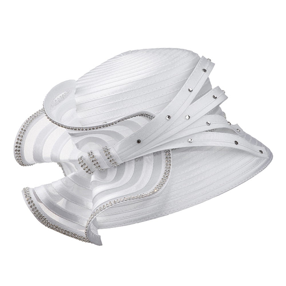 Elegant Rhinestone Swirl Rosette Medium Brim Hat - Especially Yours
