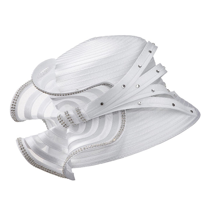 Elegant Rhinestone Swirl Rosette Medium Brim Hat - Especially Yours