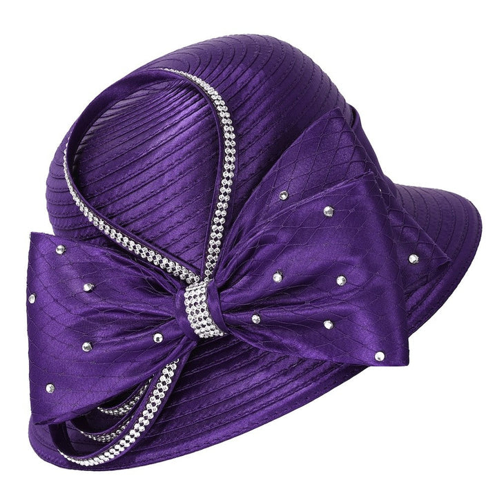 Jeweled Statement Bow Medium-Brim Ribbon Hat