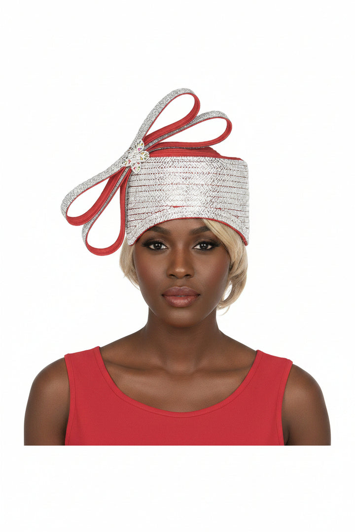 Massive Stoned Pillbox Hat w/ Stoned Ribbon Bow