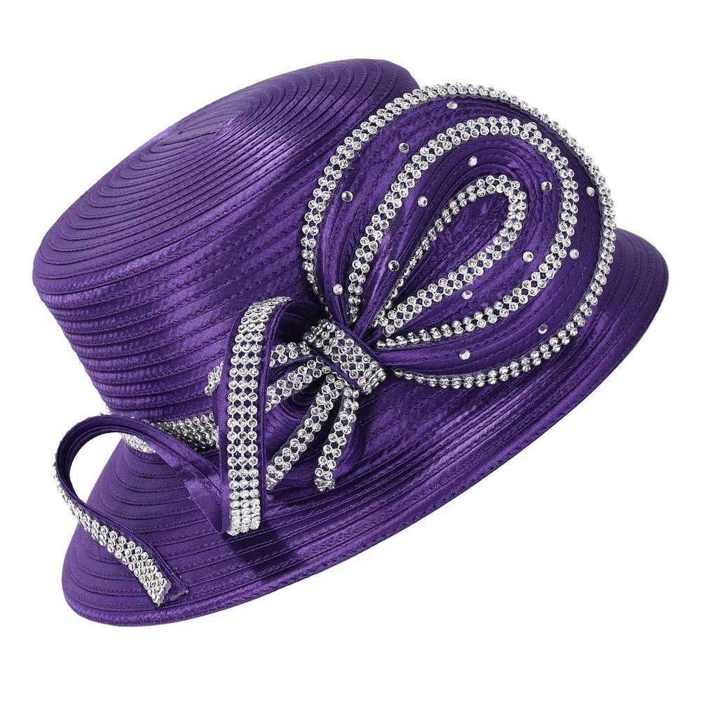 Satin Swirl Rhinestone Medium-Brim Hat - Especially Yours