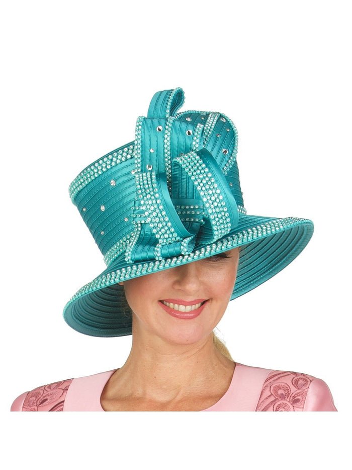 Rhinestone Embellished Sculpted Wide-Brim Hat - Especially Yours