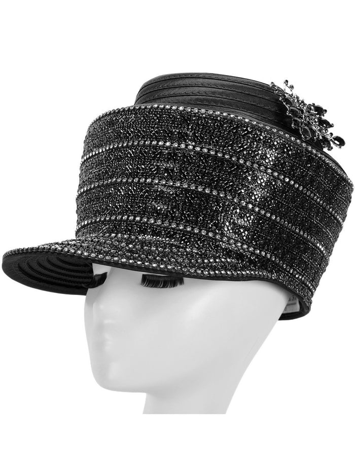 Pearl & Rhinestone Banded Cap Church Hat - Especially Yours