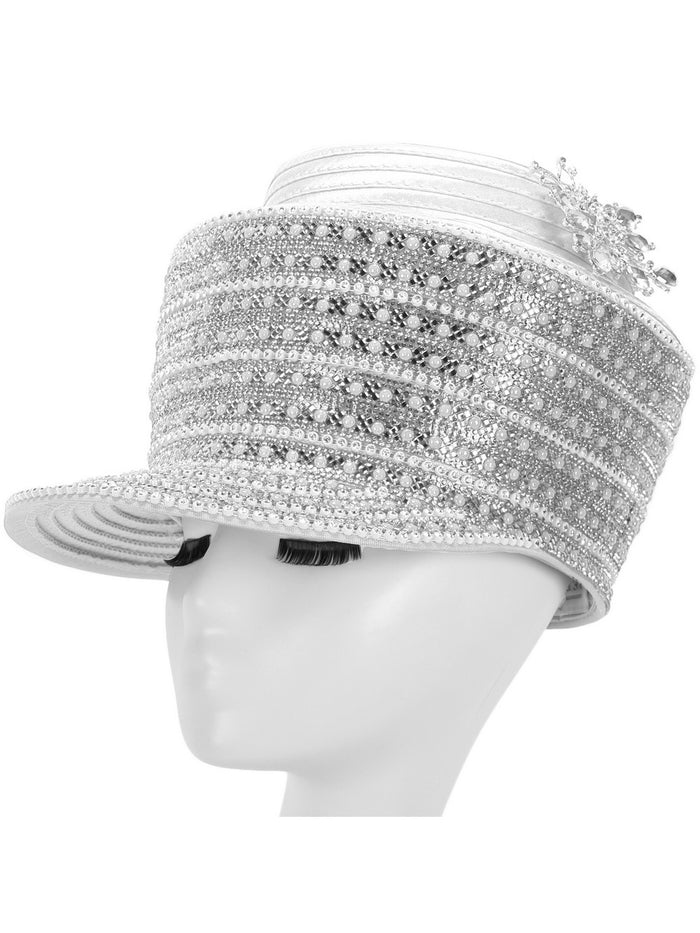 Pearl & Rhinestone Banded Cap Church Hat - Especially Yours
