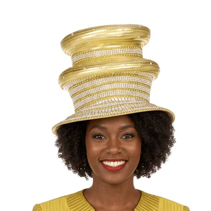 Dazzling Triple - Tier Rhinestone Church Hat - Especially Yours
