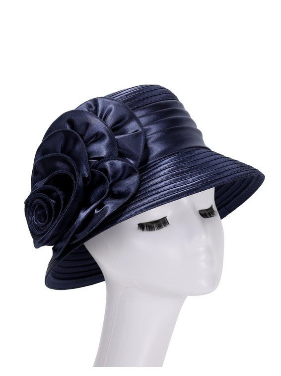 Satin Ribbon Small Brim Hat w/ Satin Flower - Especially Yours