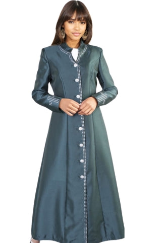 Satin Cassock Robe with Rhinestone Button Front - 4445