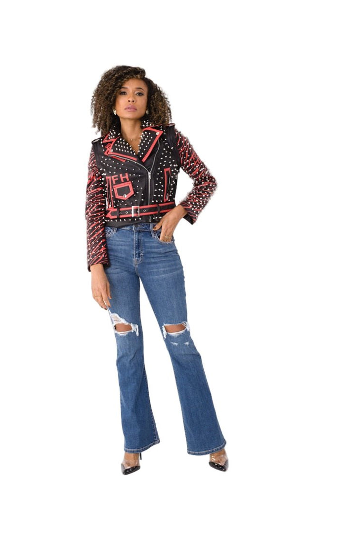 Studded Leather Jacket with Detachable Sleeves - 81989 - Especially Yours