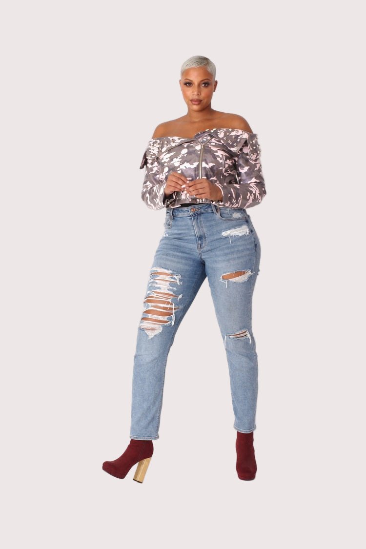 Camo Print Leather Jacket - 81923 - Especially Yours