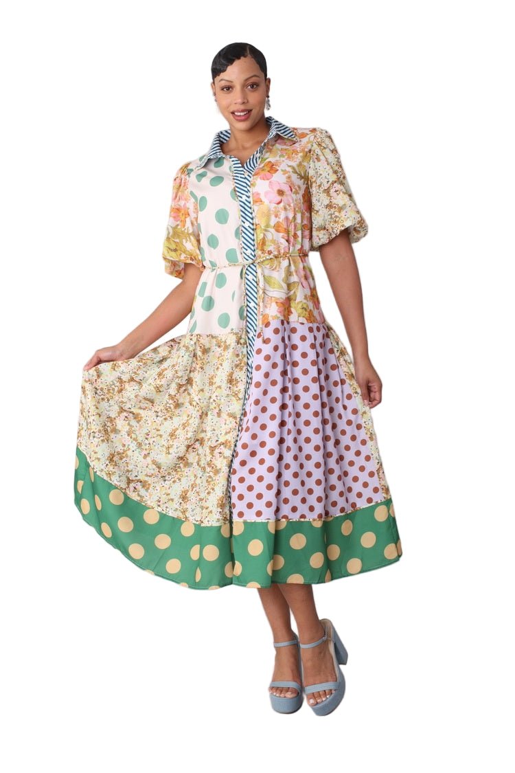 Mixed Print Midi Dress - 82472 - Especially Yours