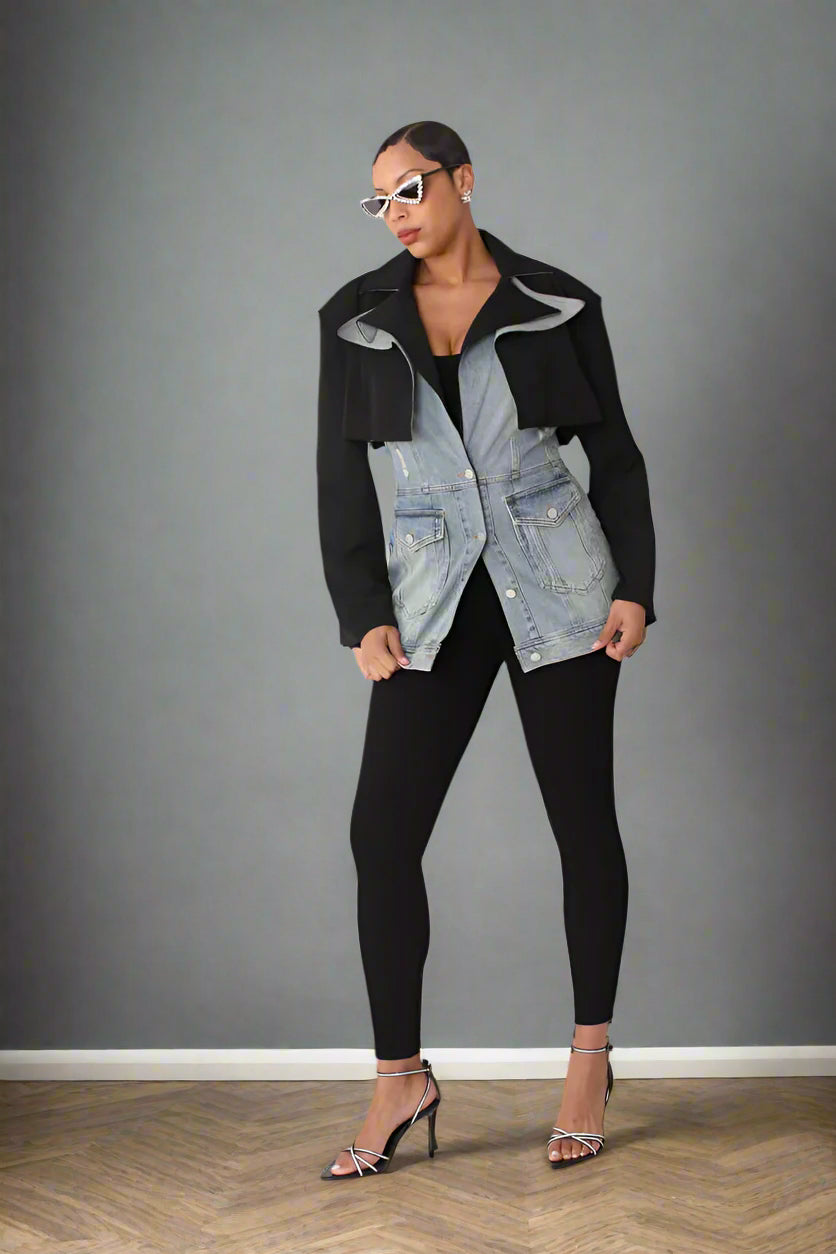 Hybrid Blazer Denim Jacket – Style 82429 | Women’s Chic Jacket