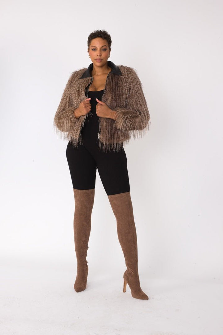 Shaggy Faux Fur Bomber Jacket - 82651 - Especially Yours