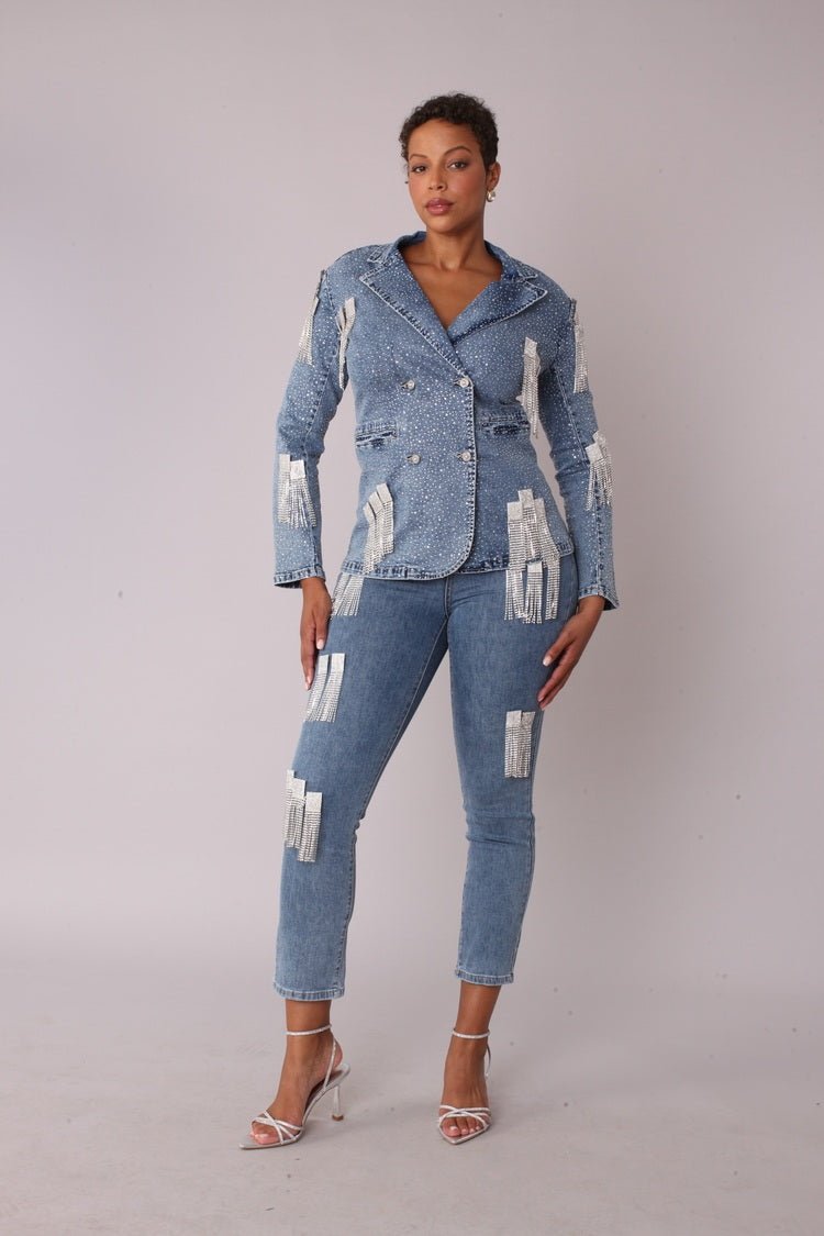 Metallic Fringe Cropped Jeans - 82531 - Especially Yours