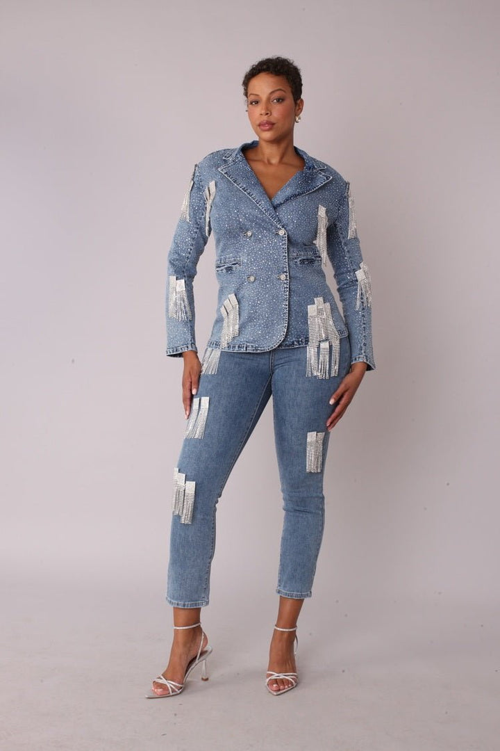 Metallic Fringe Cropped Jeans - 82531 - Especially Yours