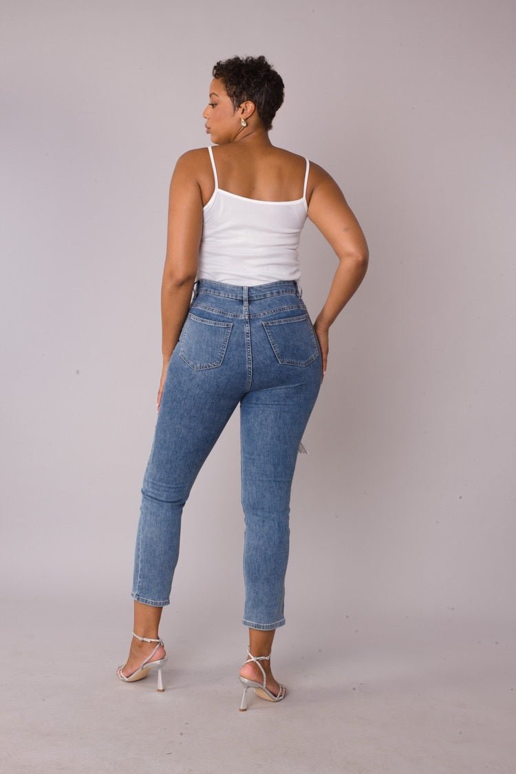 Metallic Fringe Cropped Jeans - 82531 - Especially Yours