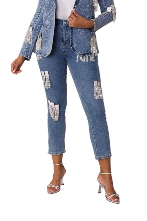 Metallic Fringe Cropped Jeans - 82531 - Especially Yours