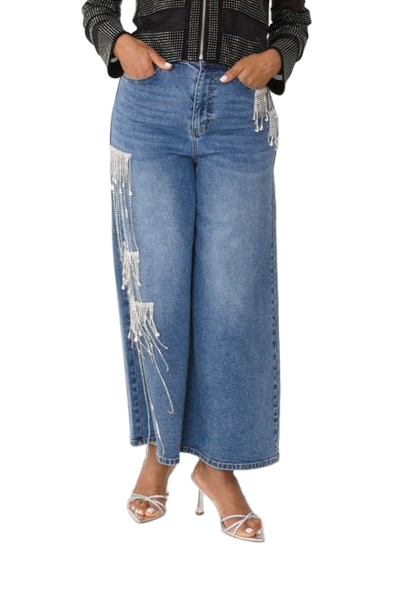 Crystal Cascade Wide - Leg Denim - 82513 - Especially Yours