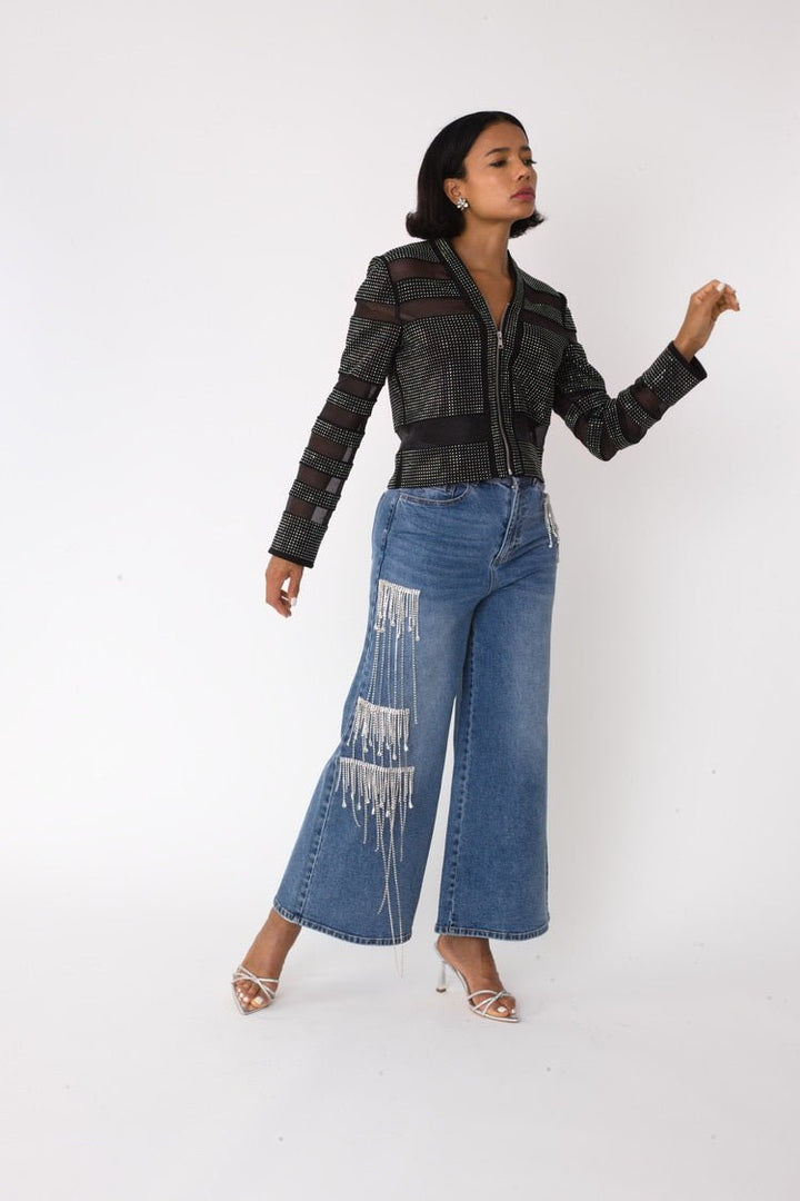 Crystal Cascade Wide - Leg Denim - 82513 - Especially Yours