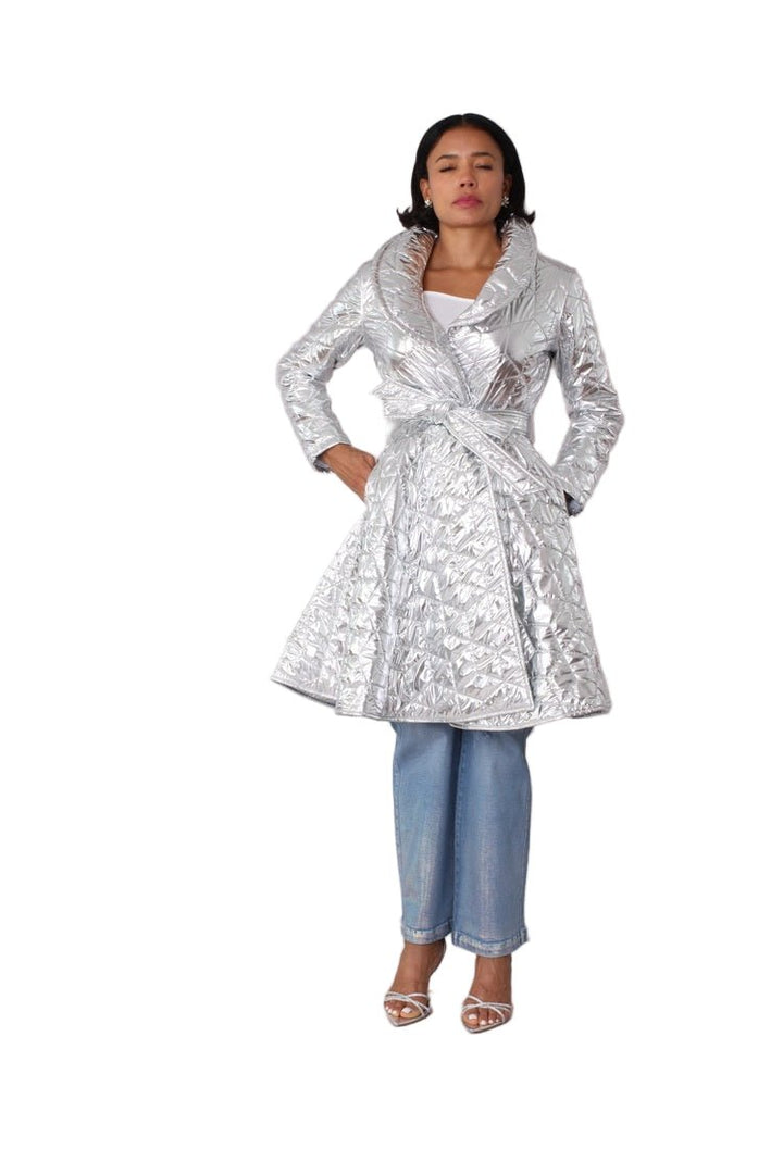 Metallic Quilted Wrap Coat - 82653 - Especially Yours