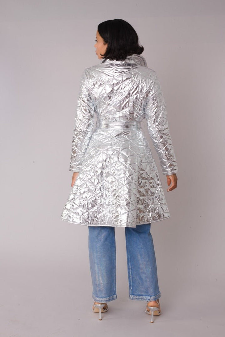 Metallic Quilted Wrap Coat - 82653 - Especially Yours
