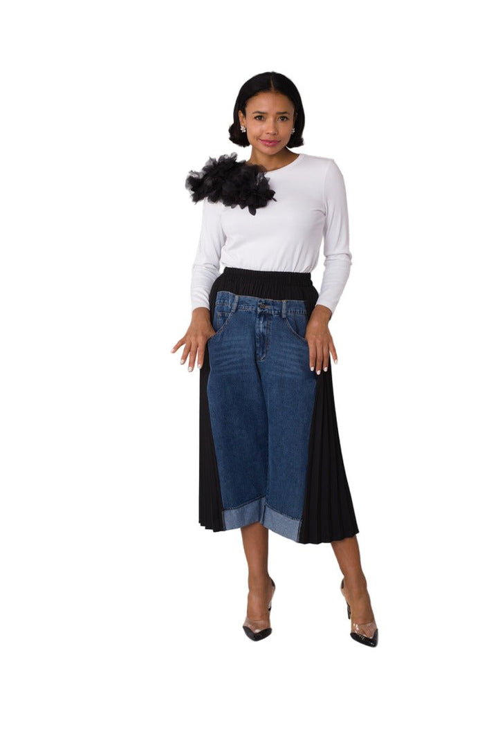Pleated Panel Denim Culottes - 82467 - Especially Yours