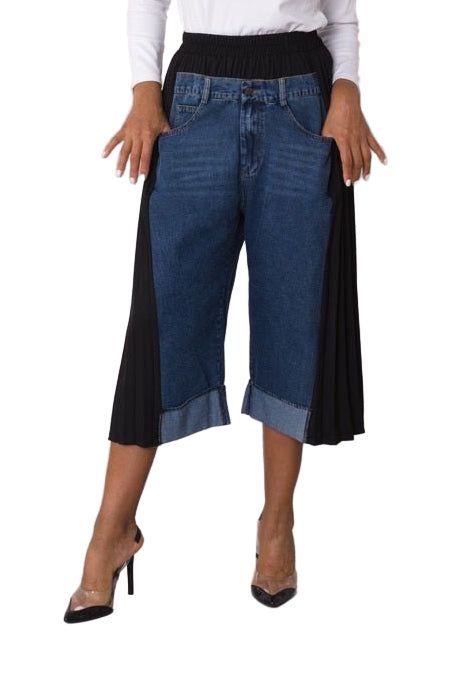 Pleated Panel Denim Culottes - 82467 - Especially Yours