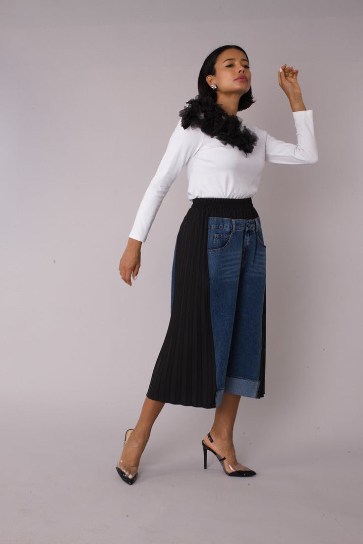 Pleated Panel Denim Culottes - 82467 - Especially Yours