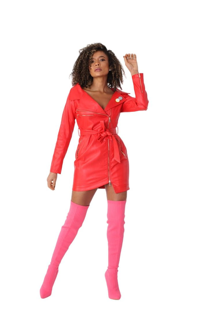 Sleek Leather Zip - Up Dress - 81857 - Especially Yours