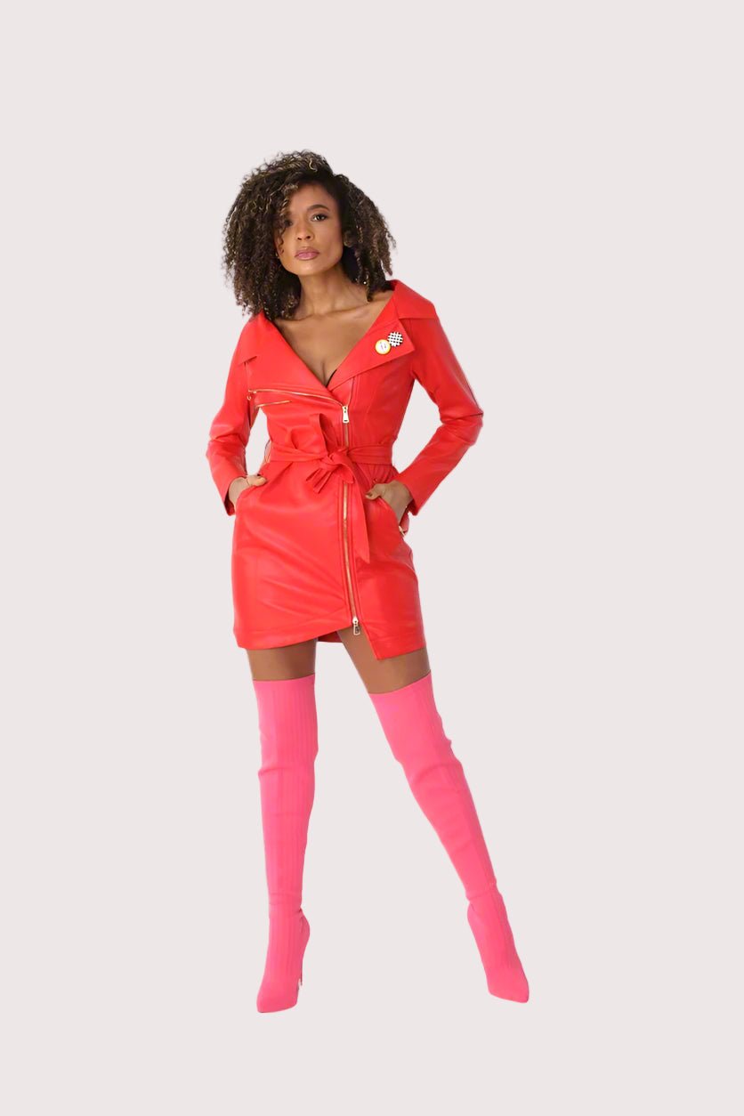 Sleek Leather Zip - Up Dress - 81857 - Especially Yours