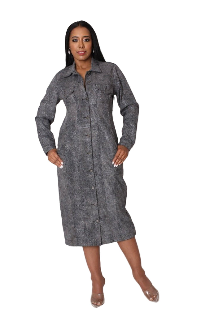 Crystal Embellished Denim Midi Dress - 82680 - Especially Yours