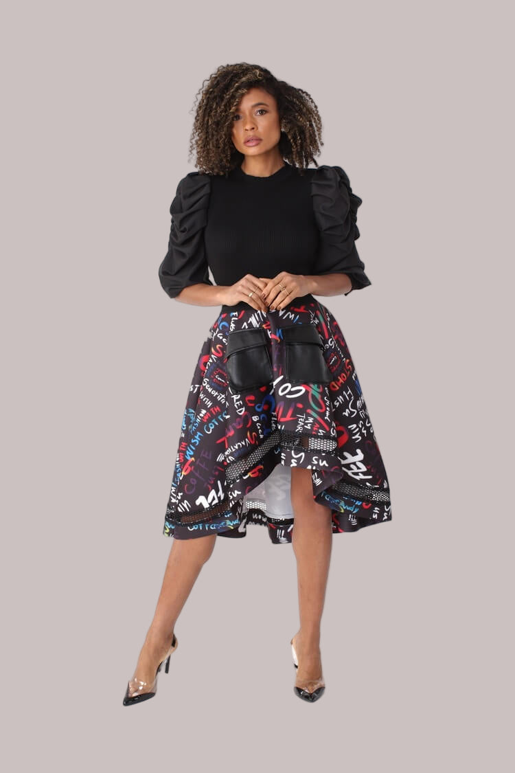 Graphic Scuba Skirt with Netting- 82001