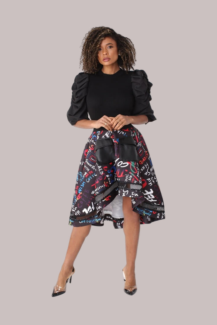 Graphic Scuba Skirt with Netting- 82001