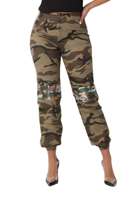 Camo Sequin Joggers with Sequin Accents - 81991 - Especially Yours