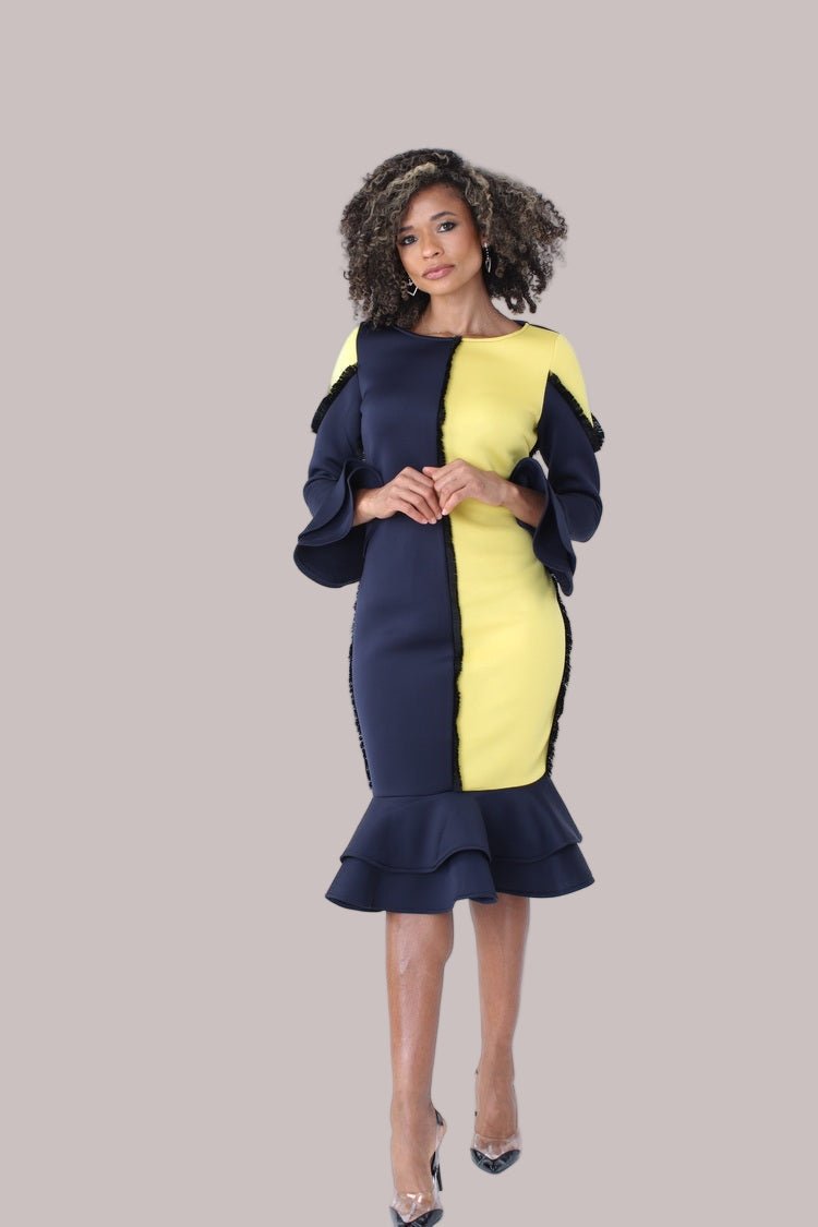 Colorblock Ruffle Midi Dress - 82146 - Especially Yours
