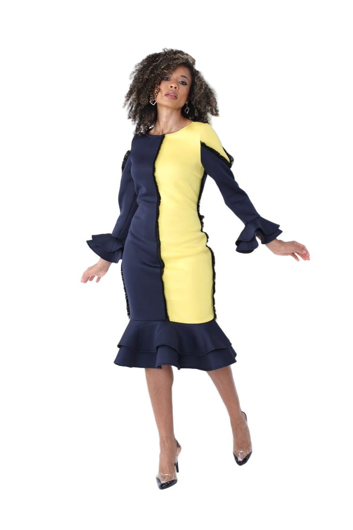 Colorblock Ruffle Midi Dress - 82146 - Especially Yours