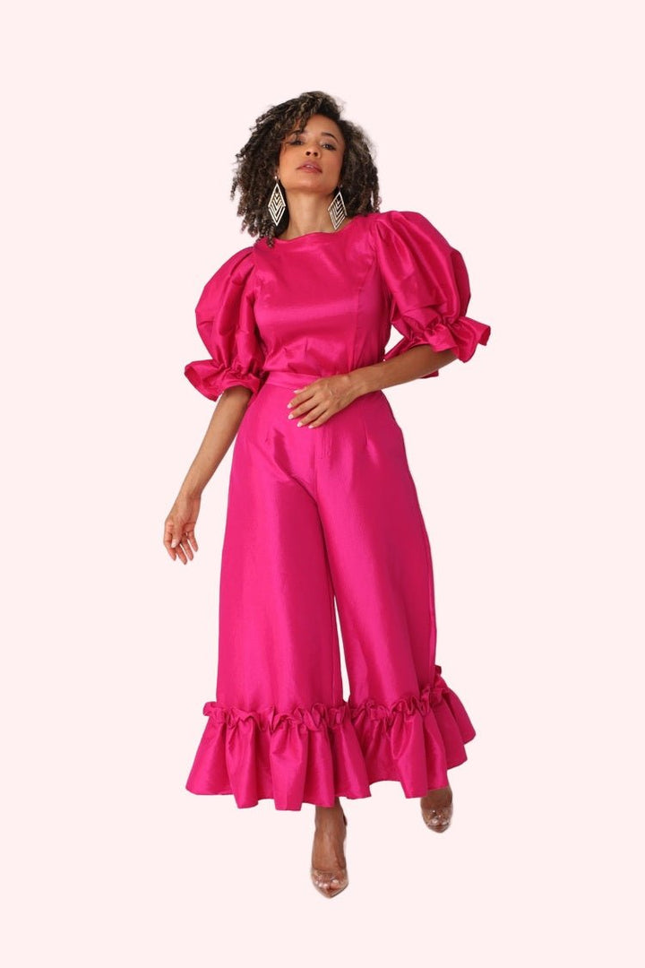 Dramatic Ruffle Hem Wide Leg Pants - 82170 - Especially Yours
