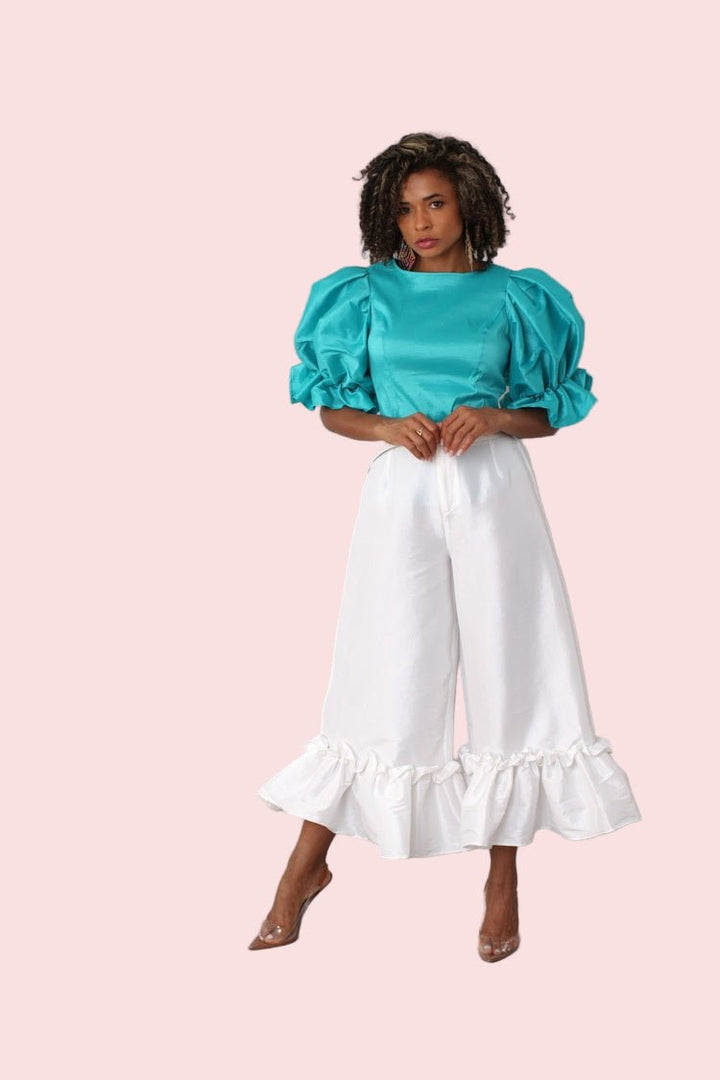 Dramatic Ruffle Hem Wide Leg Pants - 82170 - Especially Yours