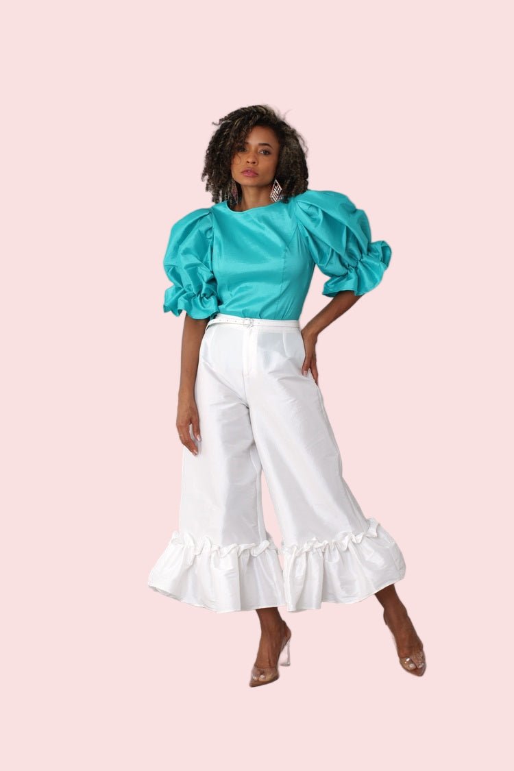 Dramatic Ruffle Hem Wide Leg Pants - 82170 - Especially Yours