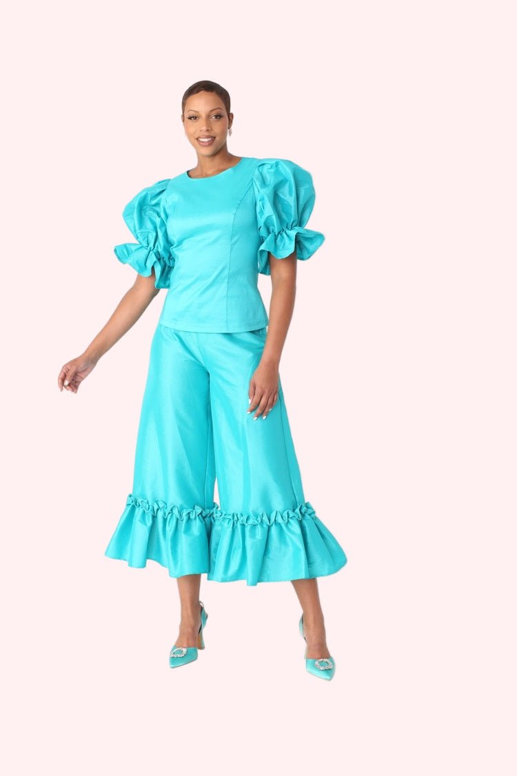 Dramatic Ruffle Hem Wide Leg Pants - 82170 - Especially Yours