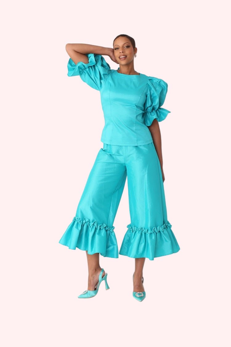 Dramatic Ruffle Hem Wide Leg Pants - 82170 - Especially Yours