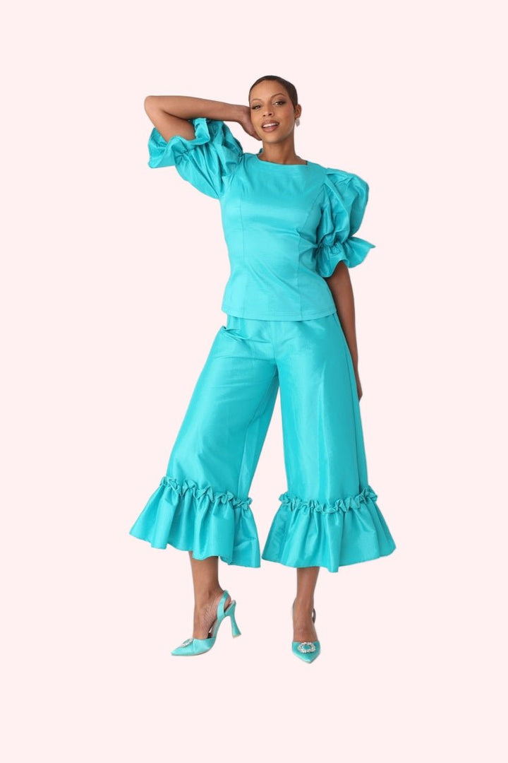 Dramatic Ruffle Hem Wide Leg Pants - 82170 - Especially Yours