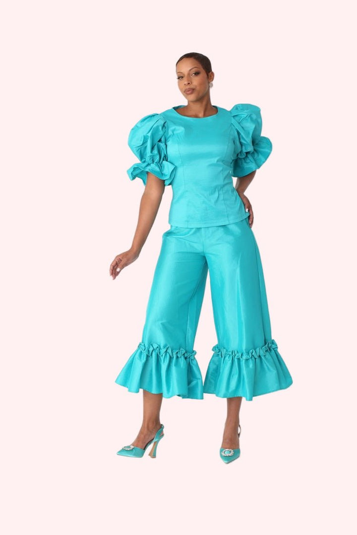 Dramatic Ruffle Hem Wide Leg Pants - 82170 - Especially Yours