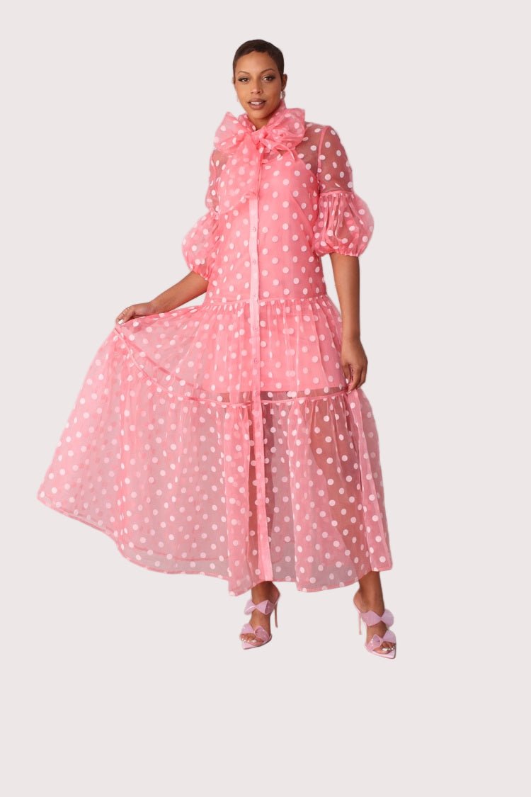Polka Dot Organza Maxi Dress - 82234 - Especially Yours