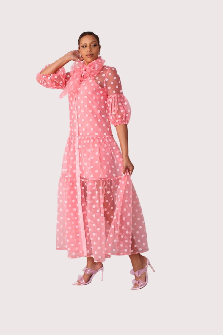 Polka Dot Organza Maxi Dress - 82234 - Especially Yours