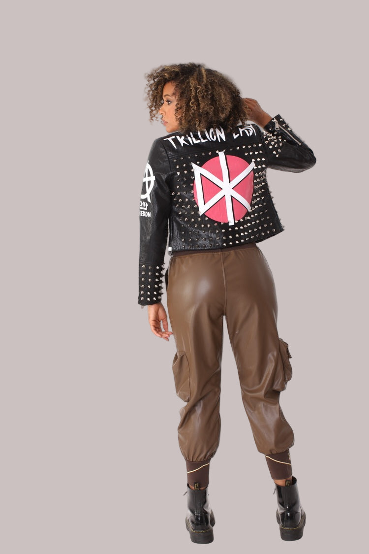 Studded Leather Jacket -81852