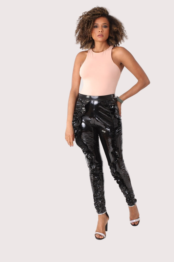 Ruffle Detailed Leather Pants - 81859