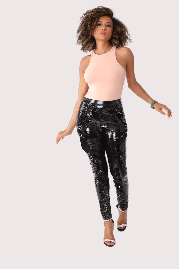 Ruffle Detailed Leather Pants - 81859 - Especially Yours