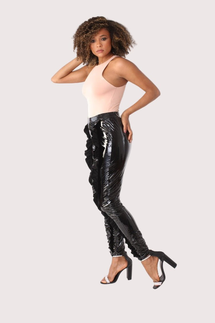 Ruffle Detailed Leather Pants - 81859 - Especially Yours