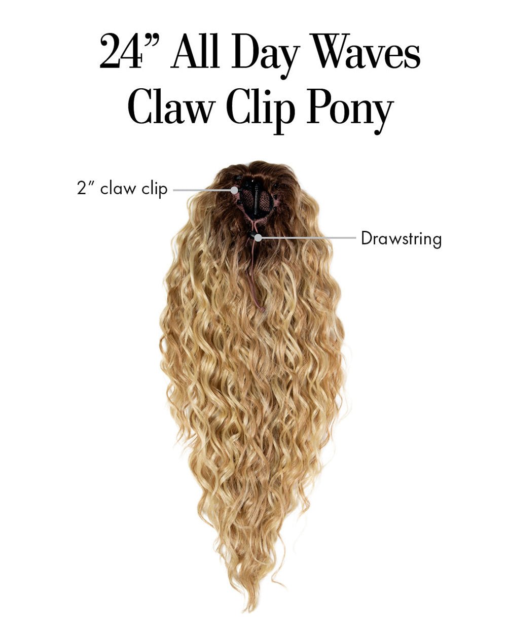 24″ All Day Waves Claw Clip Pony by Kim Kimble - Especially Yours