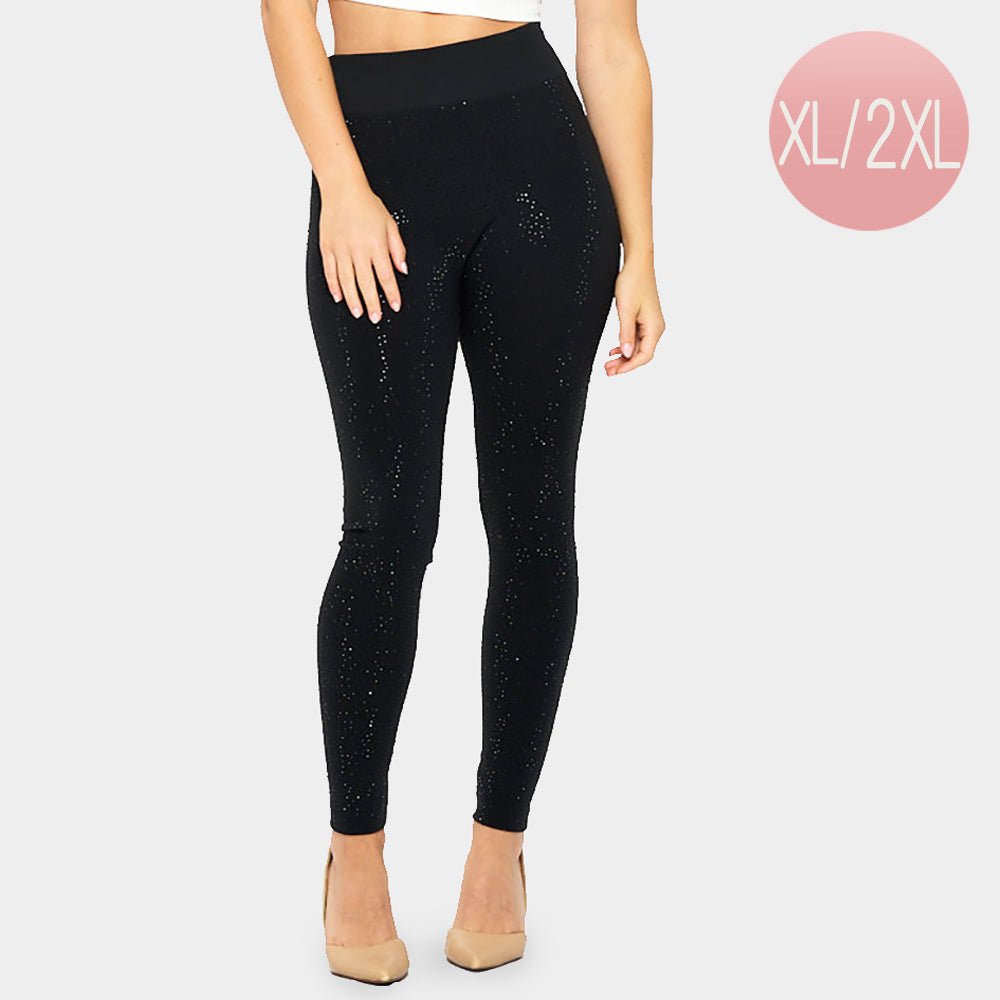 Plus Size High - Waisted Bling Studded Leggings - Especially Yours